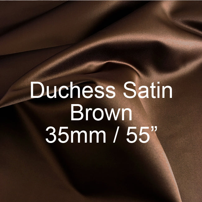 Silk Duchess Satin Fabric, 35mm, 55", Brown