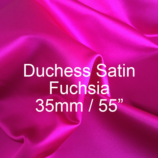 Silk Duchess Satin Fabric, 35mm, 55", Fuchsia