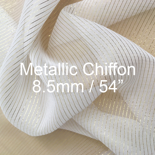 Silk Metallic Chiffon Fabric 8.5mm, 54"